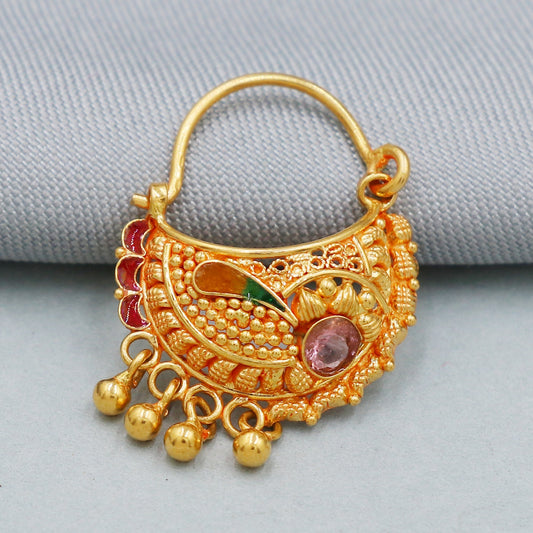 22k Yellow Gold Nath Indian jewelry for gift