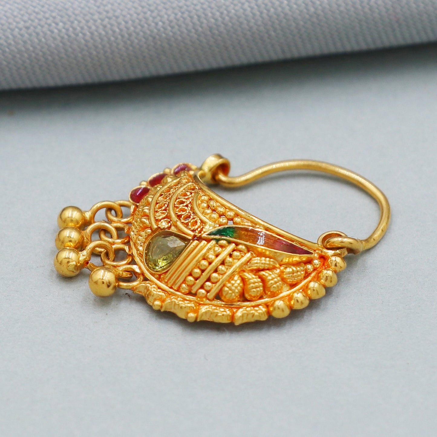 designer 22k yellow gold nose ring handmade jewelry for gift