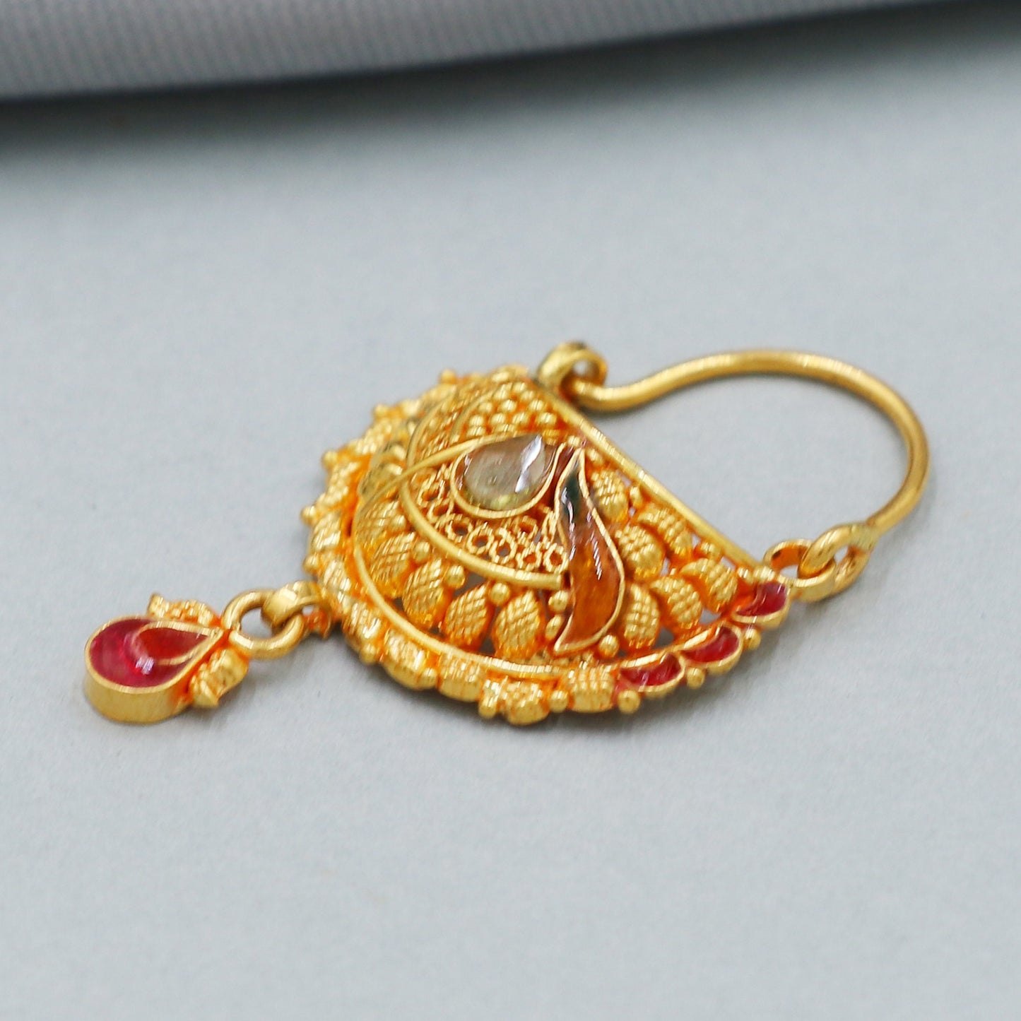 22k Yellow Gold Nath Nose Ring Nose Pin