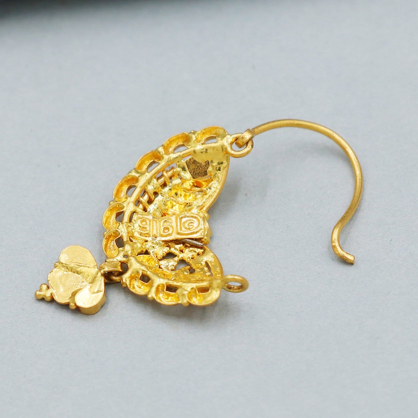 22k Gold Nath / Earrings Nose Ring , Nose pin, 22k Yellow Gold Nath