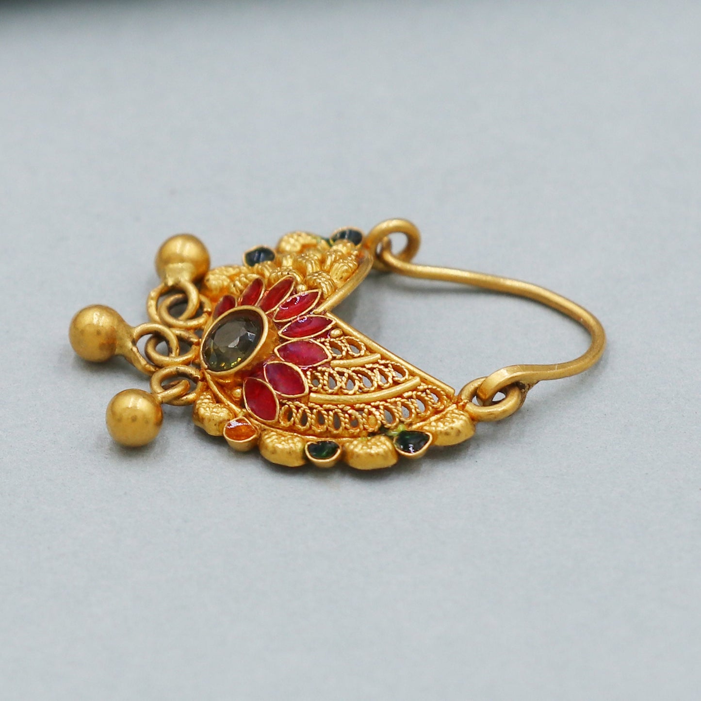rising sun design 22k gold nose ring filigree Jewelry for Women