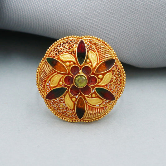 Filigree Desigenr 22k Gold Ring, Royal Heritage Indian Jewelry