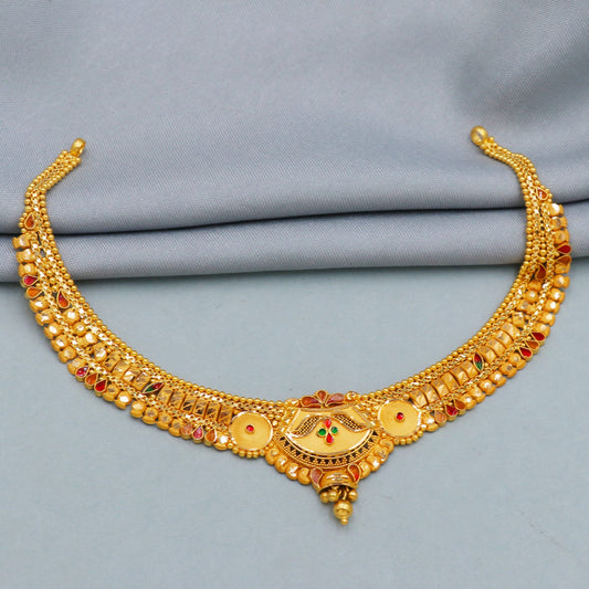 Stunning 22k Yellow Gold Choker Necklace Jewelry for Women