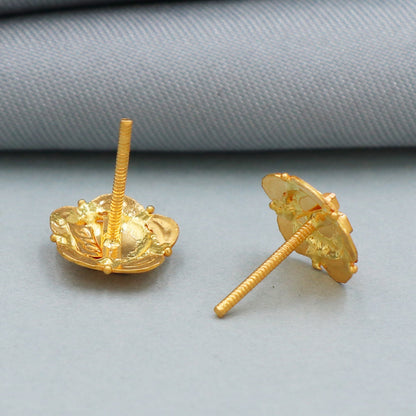 Tribes style 22k Yellow Gold Earrings Handmade Jewelry for Gift, K4389