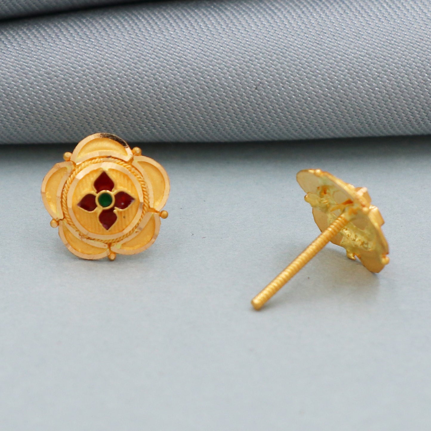 Tribes style 22k Yellow Gold Earrings Handmade Jewelry for Gift, K4389