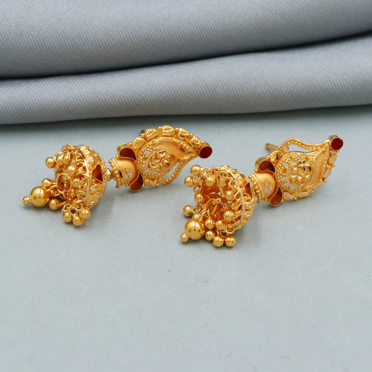 Intricate 22kt Gold Jhumka Earrings Jewelry,