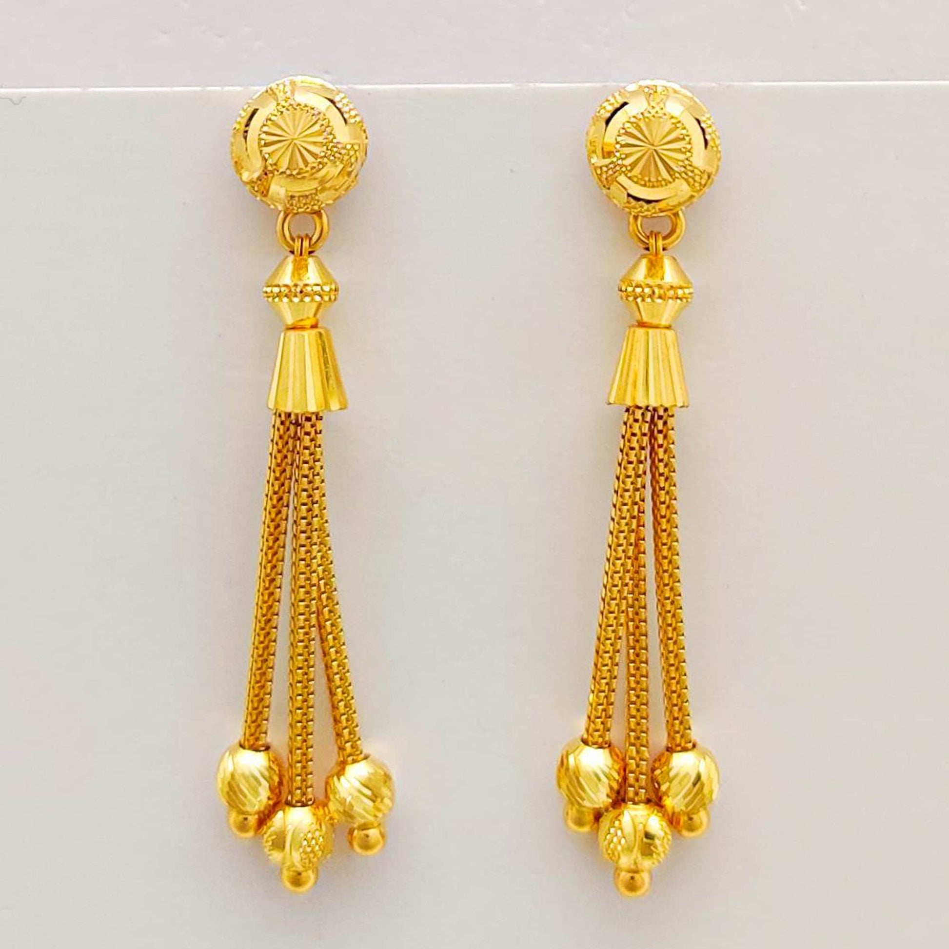 22k Yellow Gold Earrings dangle jewelry Real Gold Indian