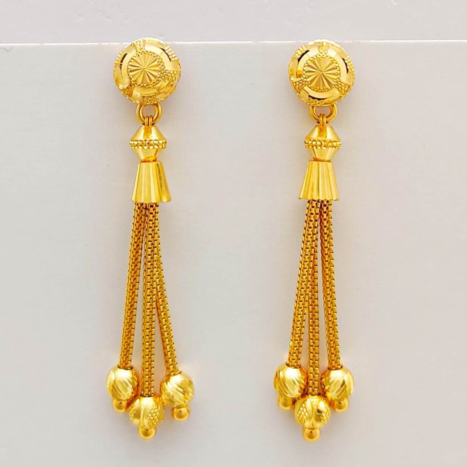 22k Yellow Gold Earrings dangle jewelry Real Gold Indian