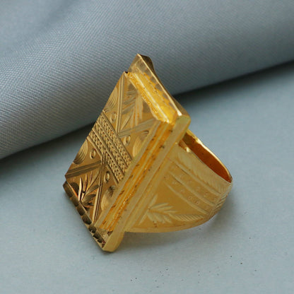 22k Yellow Gold Ring Size 6 7 8, and All Size, Hand Carved Gold Ring, Indian Gold Handmade Ring, Men Women Gold Ring For Gift