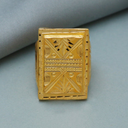 22k Yellow Gold Ring Size 6 7 8, and All Size, Hand Carved Gold Ring, Indian Gold Handmade Ring, Men Women Gold Ring For Gift