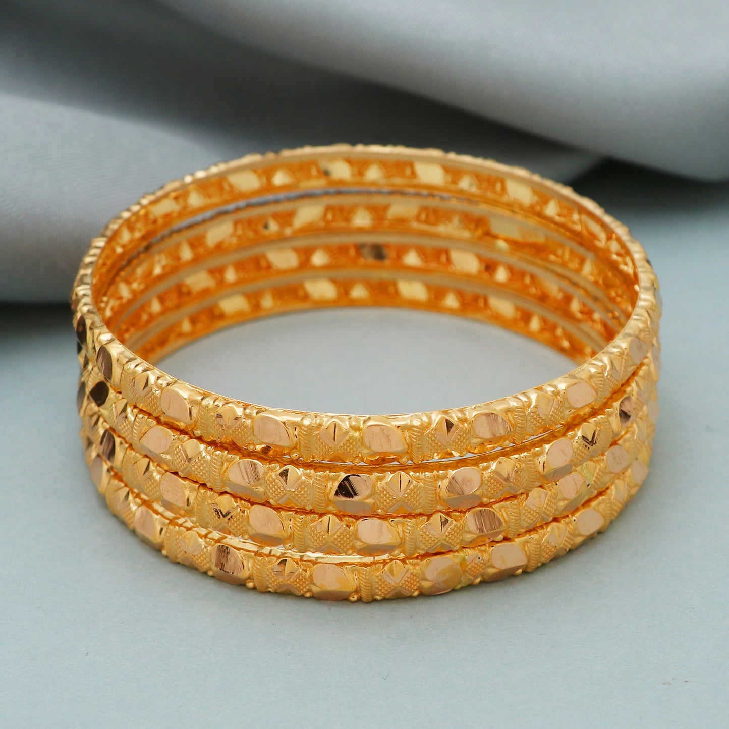 Pure 22k Gold Bangles Indian Handmade light weight, Traditional Rajasthan India , Bangle Bracelet 4 pieces Wedding Jewelry