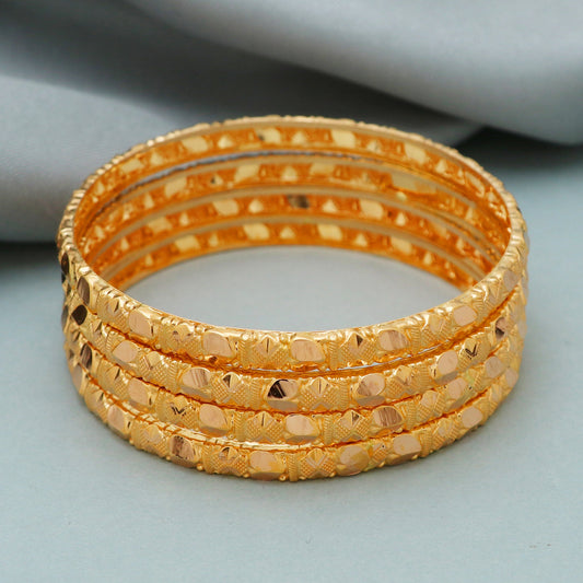 Pure 22k Gold Bangles Indian Handmade light weight, Traditional Rajasthan India , Bangle Bracelet 4 pieces Wedding Jewelry