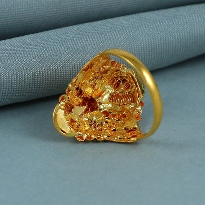 handcrafted solid 22k gold ring indian filigree designer floral art women ring