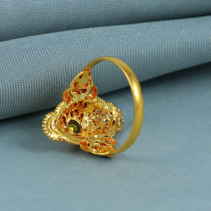 916 22k yellow solid gold ring handmade jewelry for gift, rajasthani indian Style traditional handcrafted gold ring, Meenakari Gold Ring,