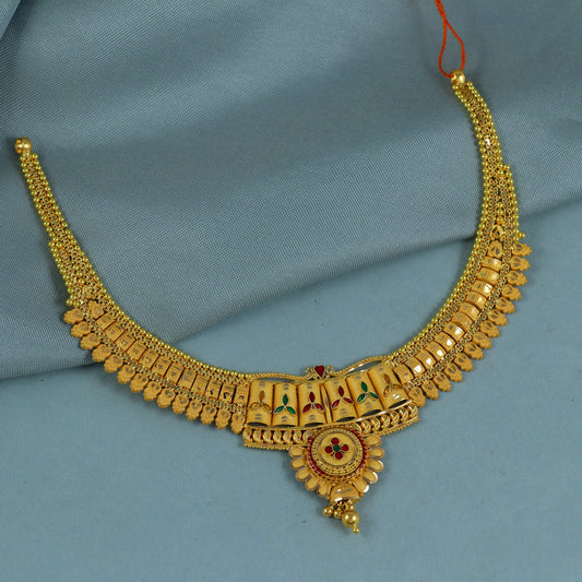 22k Yellow Gold Necklace, Indian Gold Necklace, Indian Gold Jewelry, 22kt Gold Necklace, Traditional Rajasthani Pure Gold Handmade design