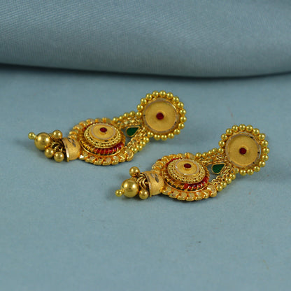 Handmade 22k Yellow Gold Earrings Women Jewelry