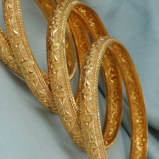 Pure 22k Gold Bangles Indian Handmade light weight , Traditional Rajasthan India , Bangle Bracelet pair Wedding Jewelry, inner wax