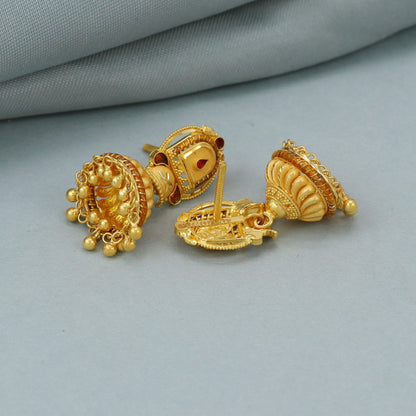 solid 22k gold dangle earrings real gold solid 22kt earrings, women gold earrings