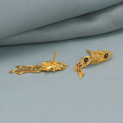 Pure 22k yellow gold earrings stud dangle women indian handmade jewelry,