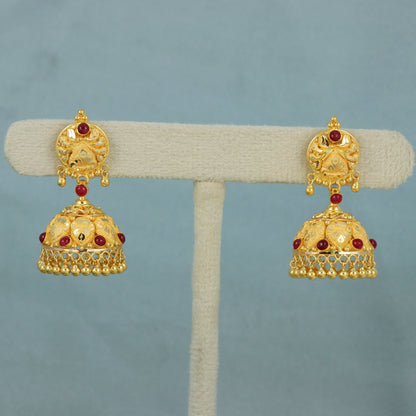 22k Solid Gold Earrings Jhumki jewelry , handmade vintage Pure Traditional wedding indian style WEDDING Dangle Jhumki Earrings Chandelier