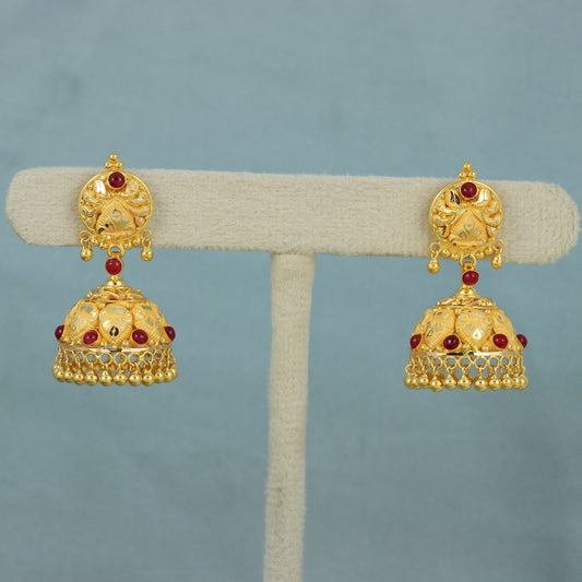 22k Solid Gold Earrings Jhumki jewelry , handmade vintage Pure Traditional wedding indian style WEDDING Dangle Jhumki Earrings Chandelier