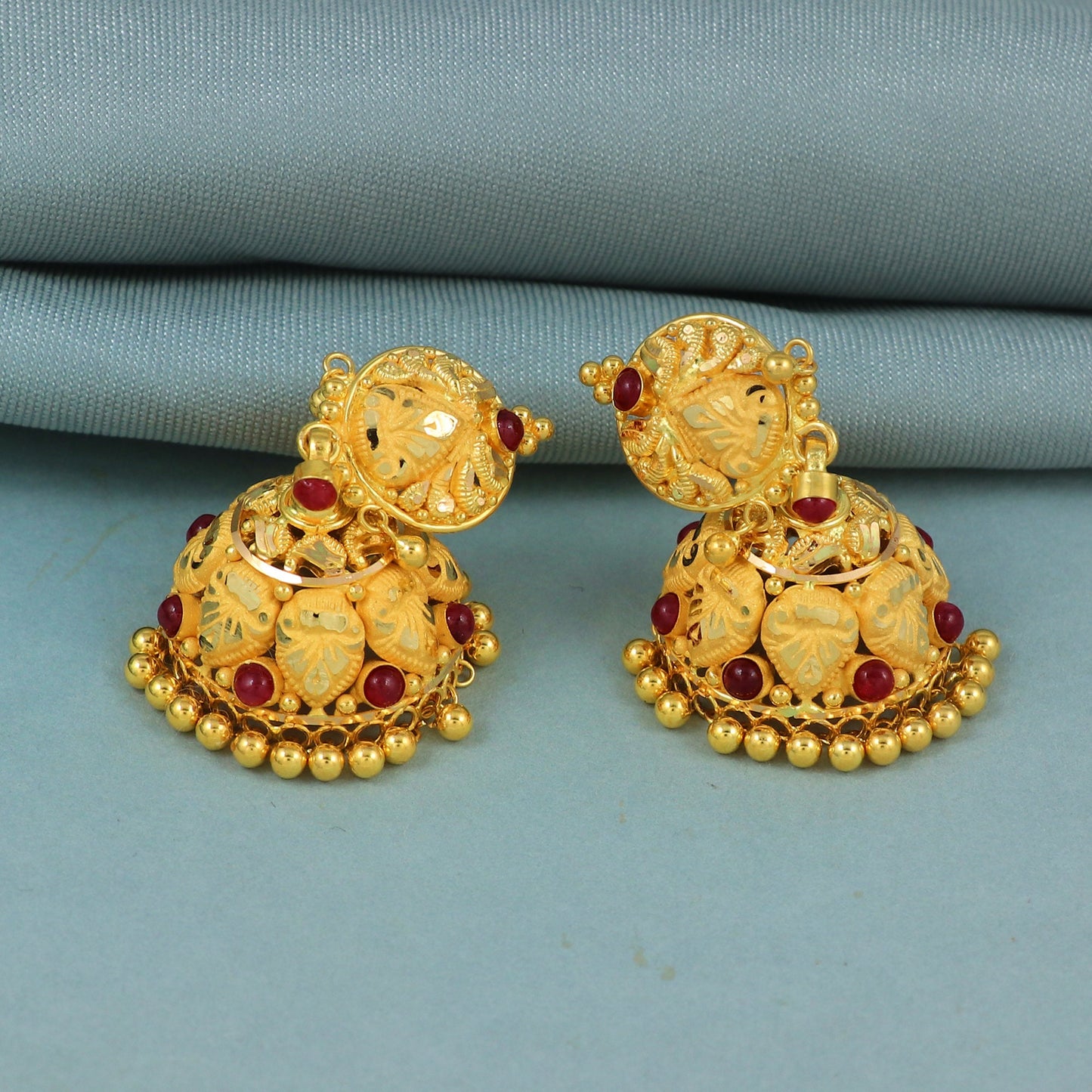 22k Solid Gold Earrings Jhumki jewelry , handmade vintage Pure Traditional wedding indian style WEDDING Dangle Jhumki Earrings Chandelier