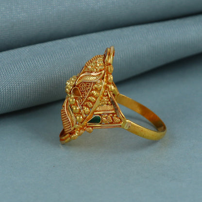 handcrafted solid 22k gold ring indian filigree designer floral art women ring