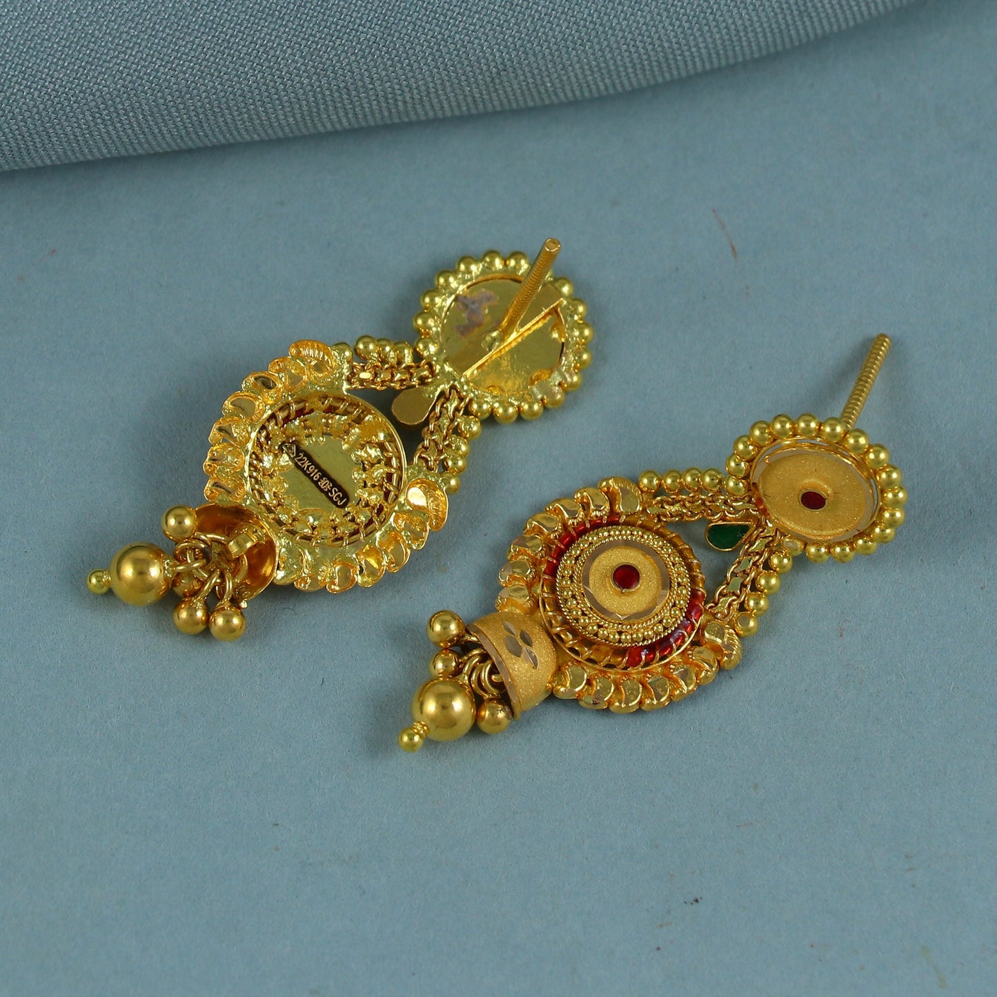 Handmade 22k Yellow Gold Earrings Women Jewelry