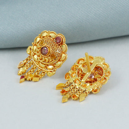 22k Yellow Gold Dangle Handmade Earrings, K4515