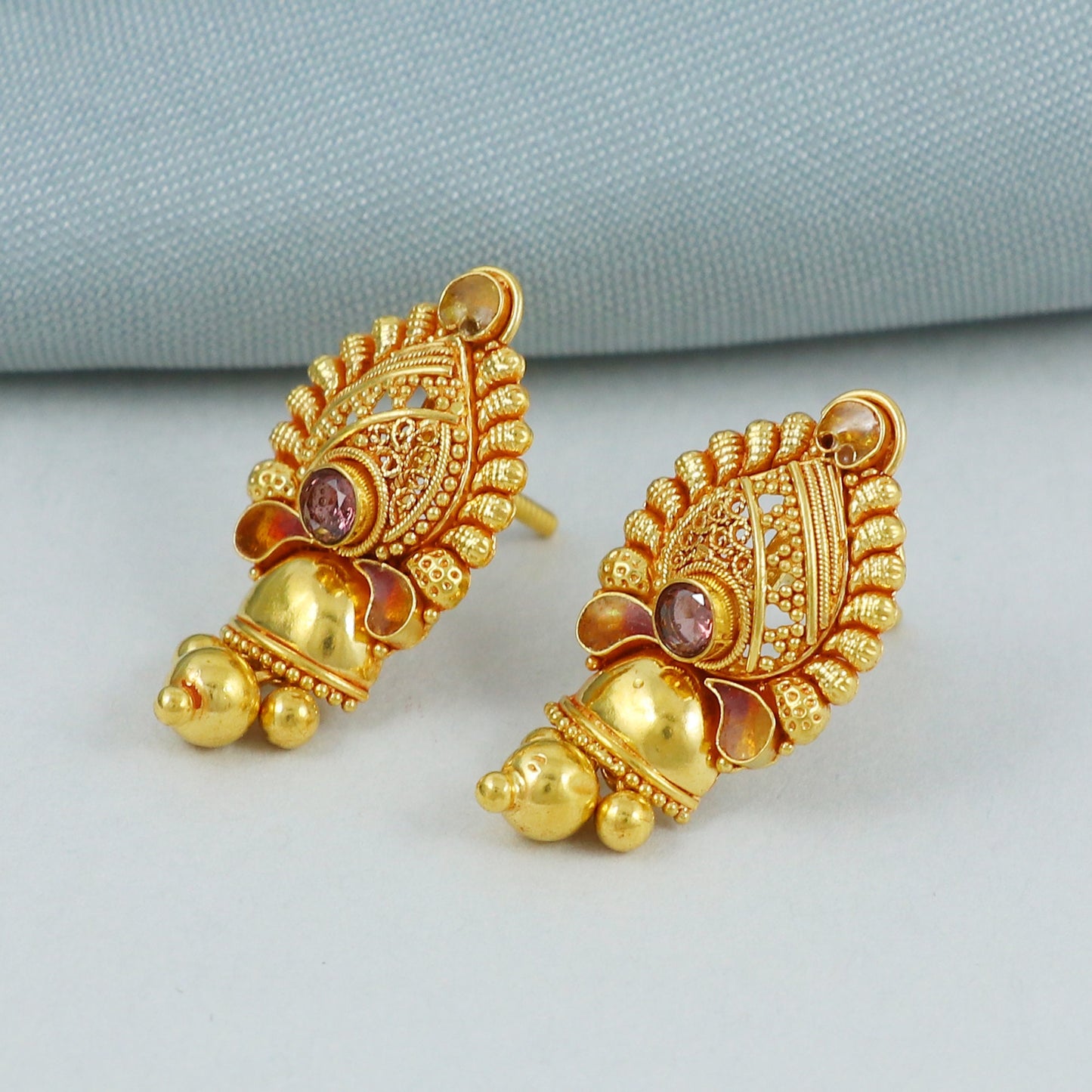 22kt Solid Real 22k Gold Handmade Earrings Jewelry, Women Gold Earrings, K4525