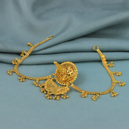 Rajasthani 22k Yellow Gold Indian Gold Borla Matha Patti, Indian Gold Hair Jewelry, Wedding Necklace, Traditional Pure Gold Handmade
