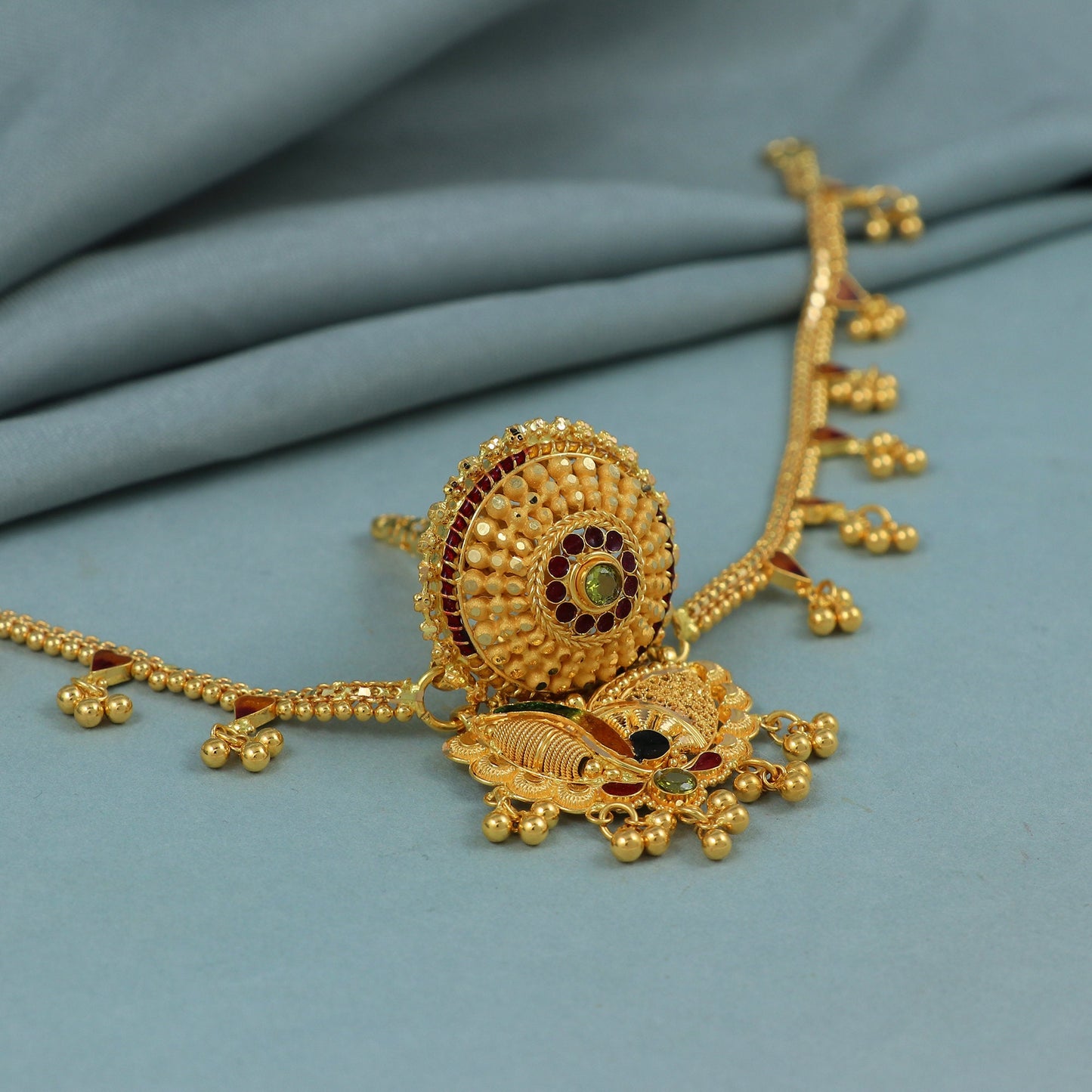 Rajasthani 22k Yellow Gold Indian Gold Borla Matha Patti, Indian Gold Hair Jewelry, Wedding Necklace, Traditional Pure Gold Handmade