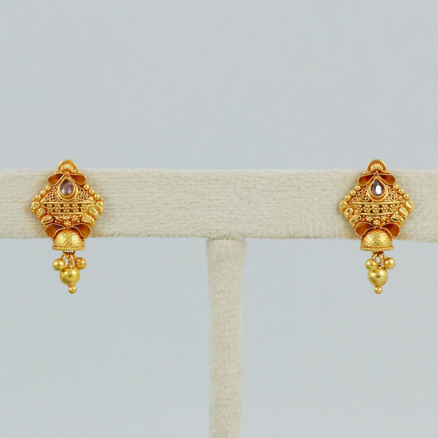 22k 22kt Gold Earrings Indian Handmade Jewelry, K4552