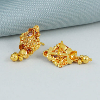 22k 22kt Gold Earrings Indian Handmade Jewelry, K4552