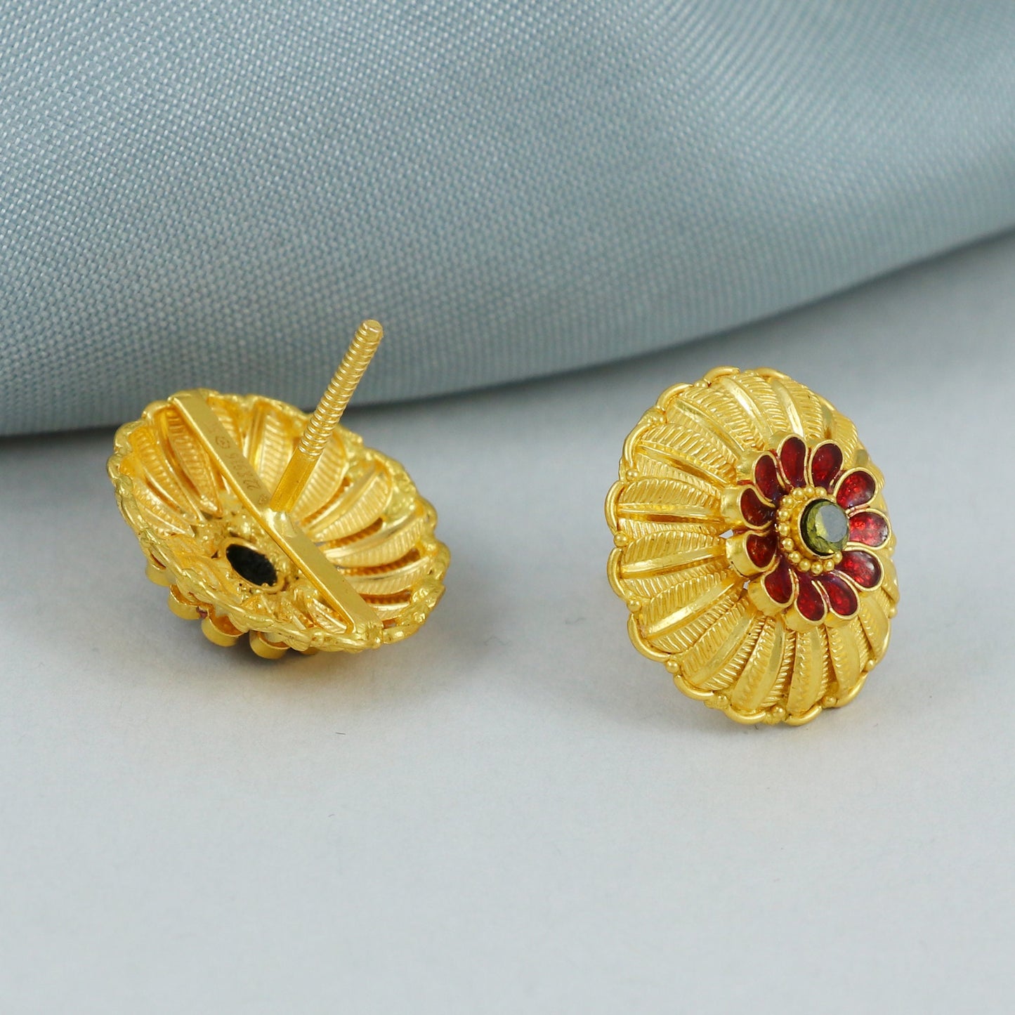 22 karat Gold Earrings Tops Indian Jewelry, K4555
