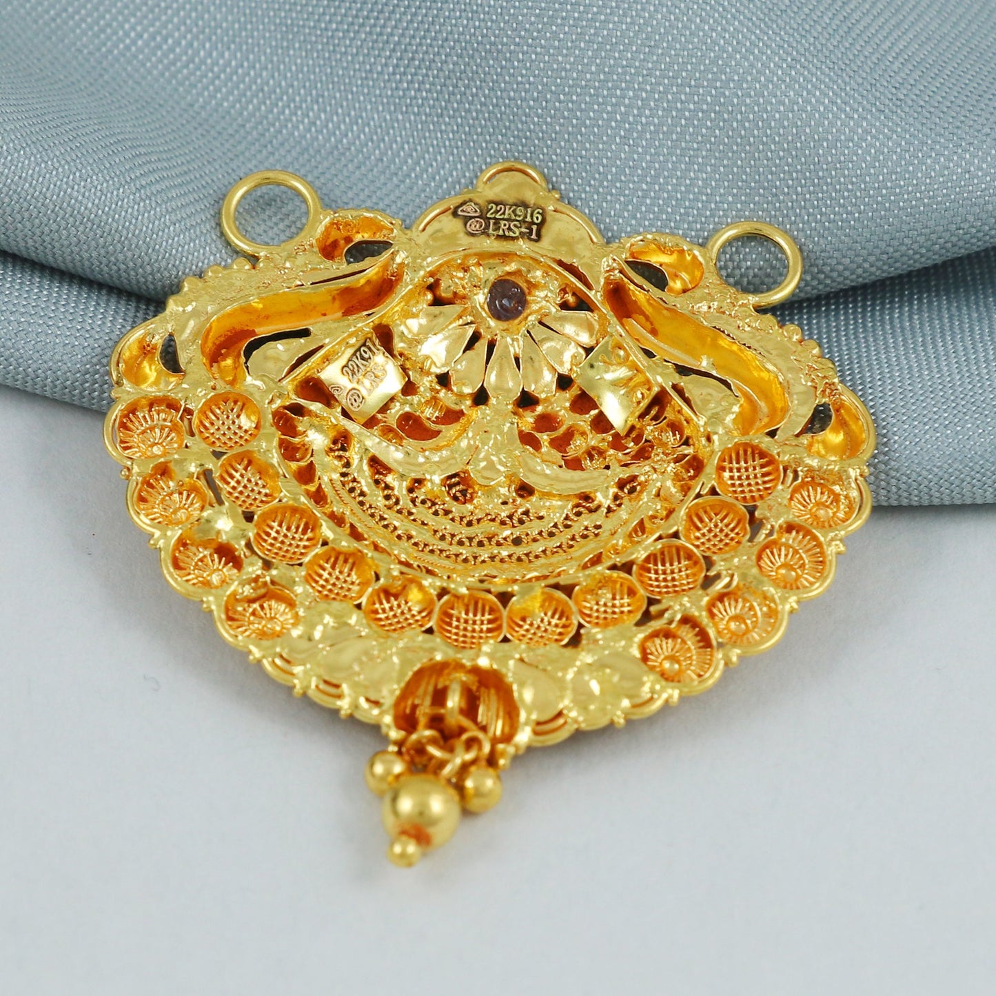22k Yellow Gold Indian Ethnic Pendant for Women, Pure Gold Jewelry 7.85g, 4.5cm x 4cm, ", K4556