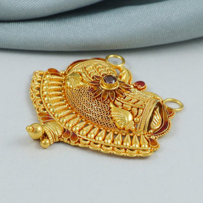 intricate 22k 18k gold pendant necklace, K4573