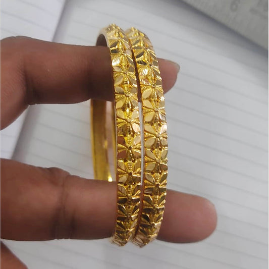 18k Gold Bangle Indian Handmade lightweight wax filled, Single Bangle, size, Handmade Gold Bangle Floral Design, Light Weight Delicate