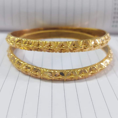 22k Gold Bangles Indian Handmade lightweight delicate wax filled, Traditional Rajasthan India, Bangle Bracelet pair Wedding Jewelry