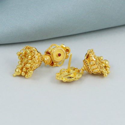 22kt 22k Yellow Gold Dangle Handmade Earrings, K4514