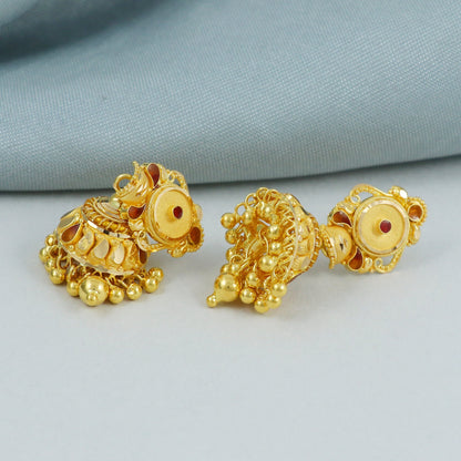 22kt 22k Yellow Gold Dangle Handmade Earrings, K4514