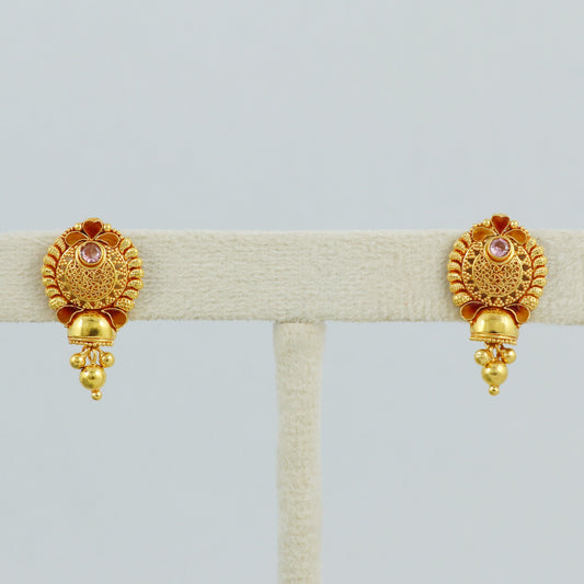 Pure 22k Yellow Gold Dangle Handmade Earrings, K4521