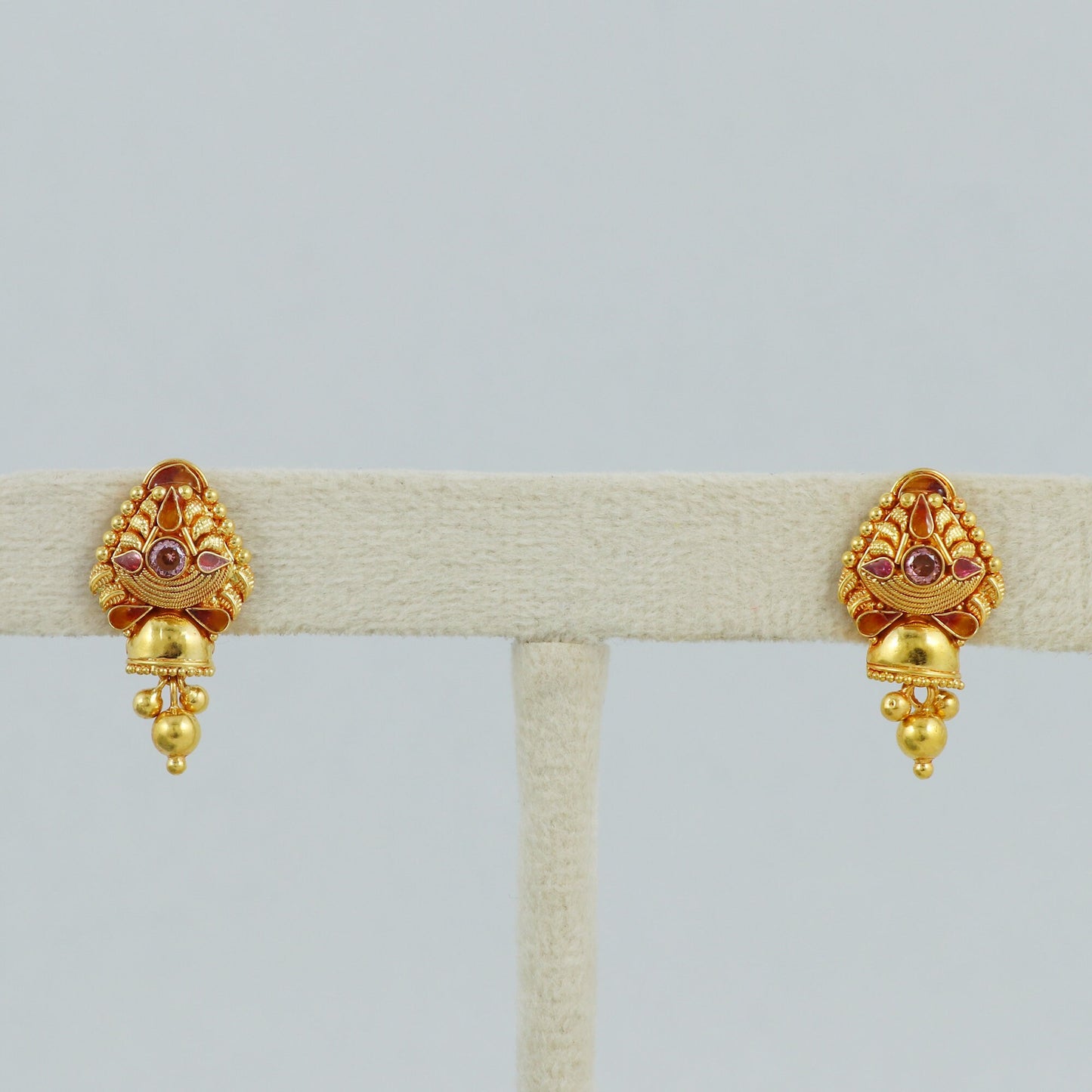 Rajasthani 22k Yellow Gold Handmade Earrings Jewelry, K4533