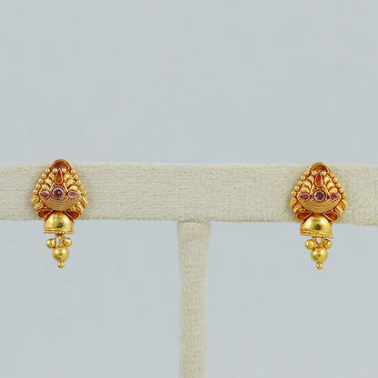 Rajasthani 22k Yellow Gold Handmade Earrings Jewelry, K4533