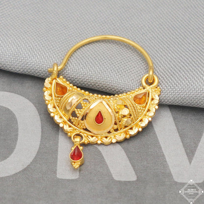 22k gold nose ring piercing pin, or hoop earrings Handmade Jewelry, K5004