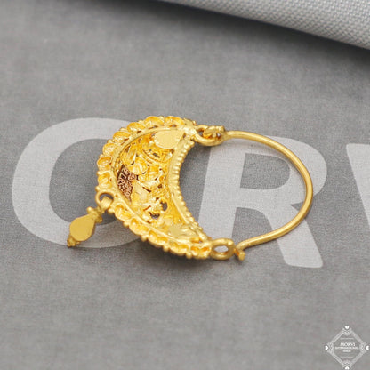 22k gold nose ring piercing pin, or hoop earrings Handmade Jewelry, K5004
