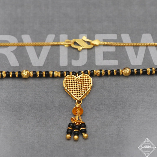 22k gold chain mangalsutra necklace with gold beads and black beads, Indian Wife Jewelry gift, 22k gold necklace, K5006