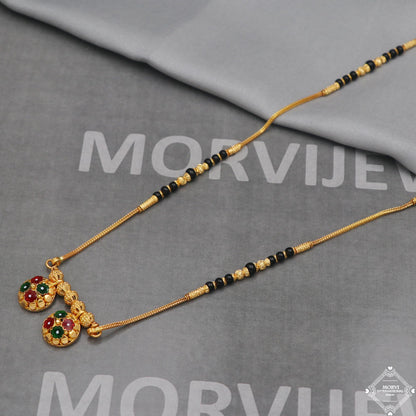 22k gold chain mangalsutra necklace with gold beads and black beads, Indian Wife Jewelry gift, 22k gold necklace, K5007