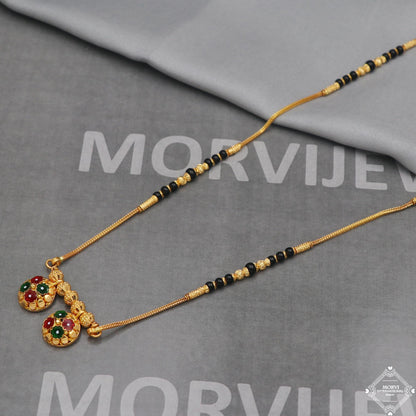 22k gold chain mangalsutra necklace with gold beads and black beads, Indian Wife Jewelry gift, 22k gold necklace, K5007