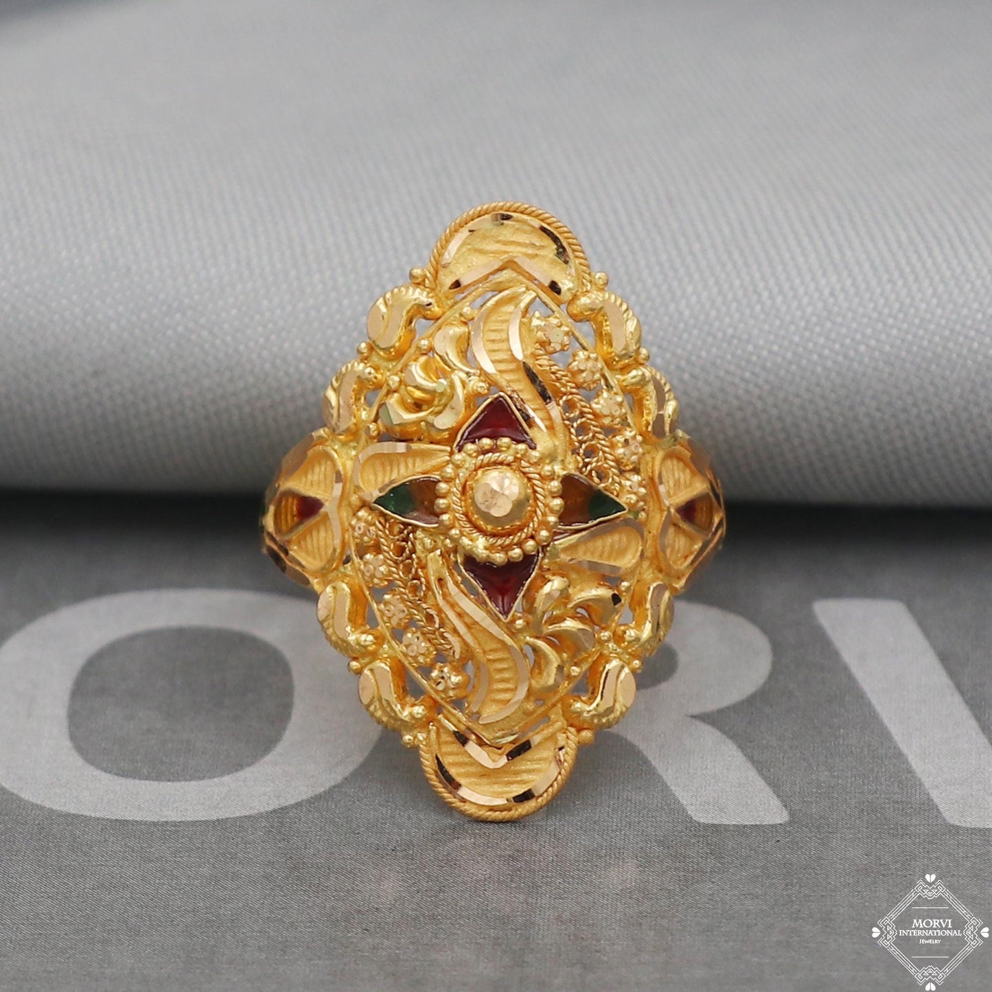 Statement Pure Real Gold Ring, 22k Solid Gold Ring Jewelry, Handmade Indian Vintage and antique Ring,  Indian Gold Ring, Women Gold Ring,